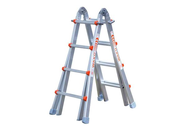 Aufun Aluminium telescopische ladder van 4,4 m met 2 afneembare haken, uittrekbare ladder, antislip schuifladder, klimladder, telescopisch design, multifunctionele ladder, max. 150 kg belastbaarheid